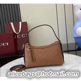 Well Crafted Gucci GG Emblem Leather Small Shoulder Bag 847450 Brown 2025