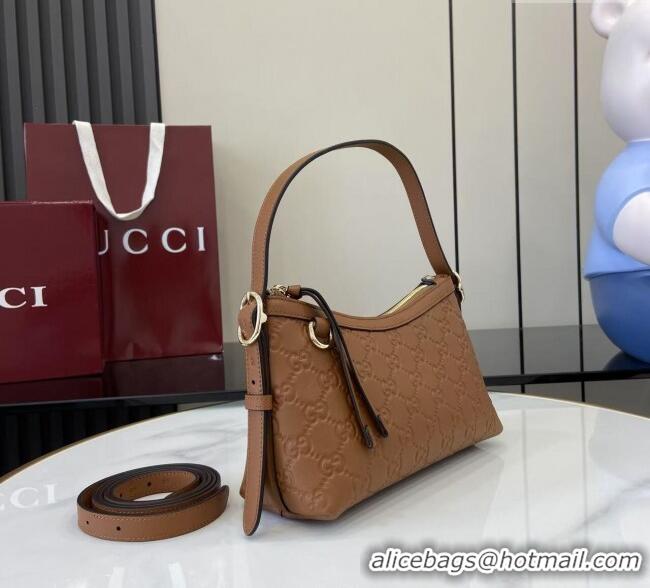 Well Crafted Gucci GG Emblem Leather Small Shoulder Bag 847450 Brown 2025