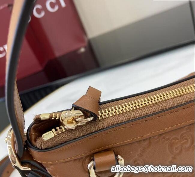 Well Crafted Gucci GG Emblem Leather Small Shoulder Bag 847450 Brown 2025
