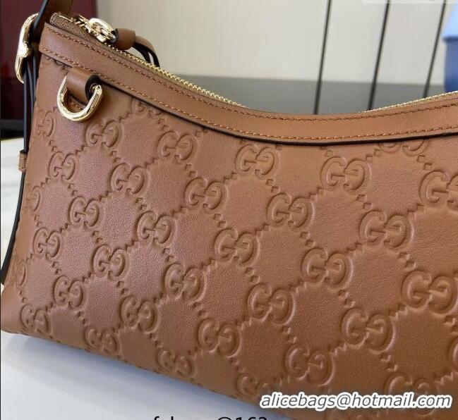 Well Crafted Gucci GG Emblem Leather Small Shoulder Bag 847450 Brown 2025