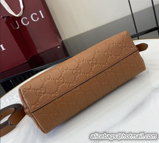 Well Crafted Gucci GG Emblem Leather Small Shoulder Bag 847450 Brown 2025