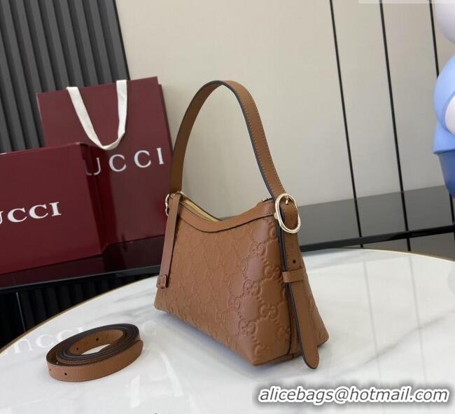 Well Crafted Gucci GG Emblem Leather Small Shoulder Bag 847450 Brown 2025