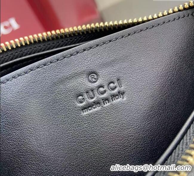 Inexpensive Gucci GG Emblem Leather Small Shoulder Bag 847450 Black 2025