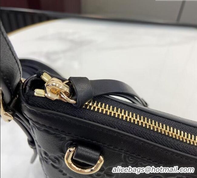 Inexpensive Gucci GG Emblem Leather Small Shoulder Bag 847450 Black 2025