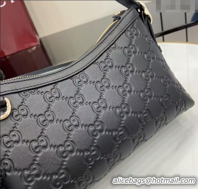 Inexpensive Gucci GG Emblem Leather Small Shoulder Bag 847450 Black 2025