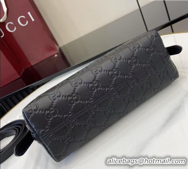 Inexpensive Gucci GG Emblem Leather Small Shoulder Bag 847450 Black 2025
