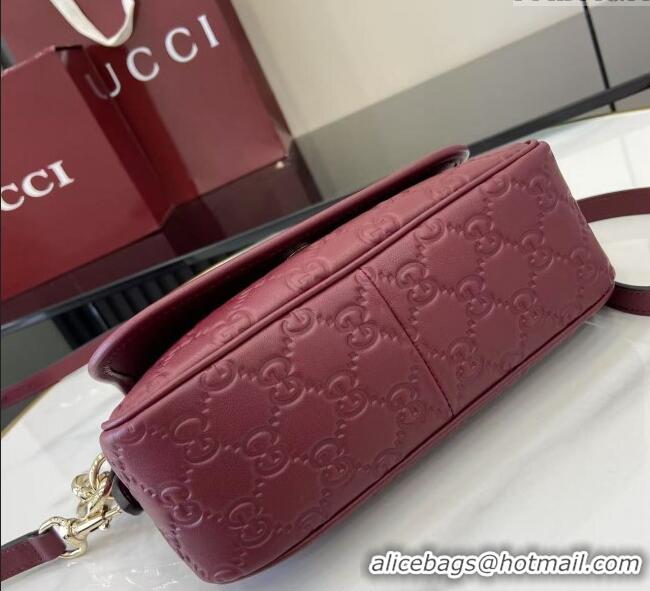 Unique Grade Gucci GG Emblem Leather Small Shoulder Bag with Chain 847448 Ancora Red 2025