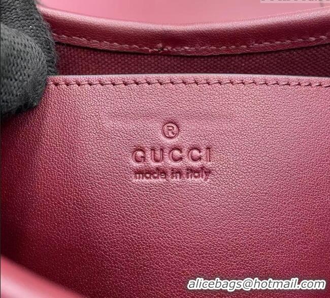 Unique Grade Gucci GG Emblem Leather Small Shoulder Bag with Chain 847448 Ancora Red 2025