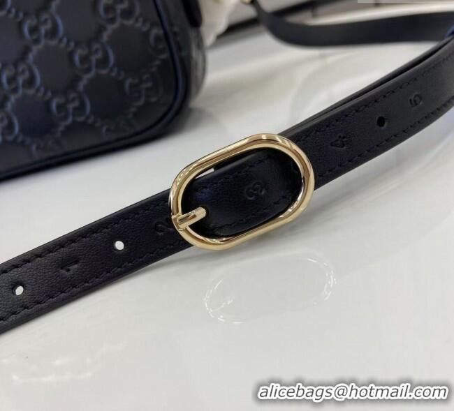New Design Gucci GG Emblem Leather Small Shoulder Bag with Chain 847448 Black 2025