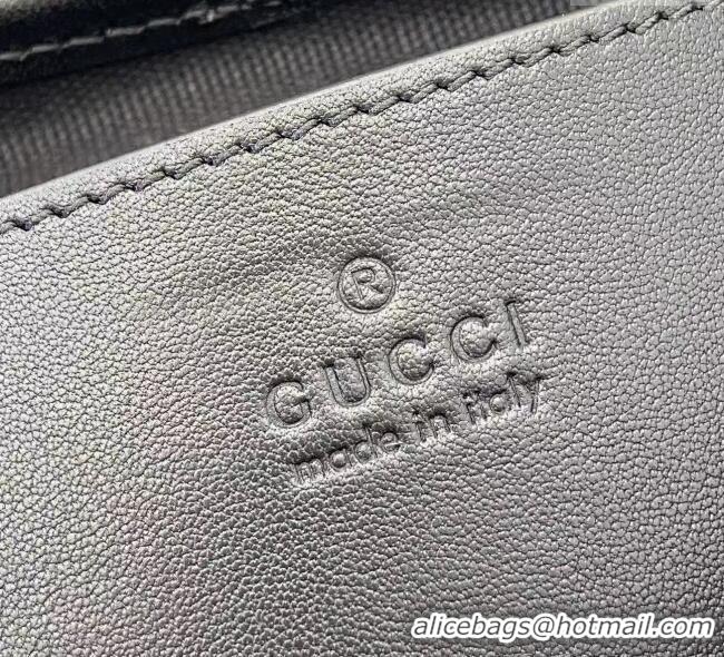 New Design Gucci GG Emblem Leather Small Shoulder Bag with Chain 847448 Black 2025
