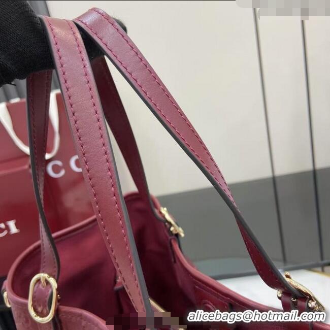 Famous Brand Gucci GG Leather Emblem Large Tote bag 815213 Ancora Red 2025