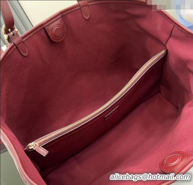 Famous Brand Gucci GG Leather Emblem Large Tote bag 815213 Ancora Red 2025