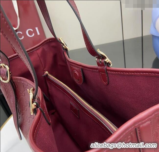 Famous Brand Gucci GG Leather Emblem Large Tote bag 815213 Ancora Red 2025