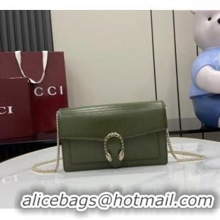 Fashion Luxury Gucci Dionysus wallet on chain in Patent Leather 837374 Dark Green 2025