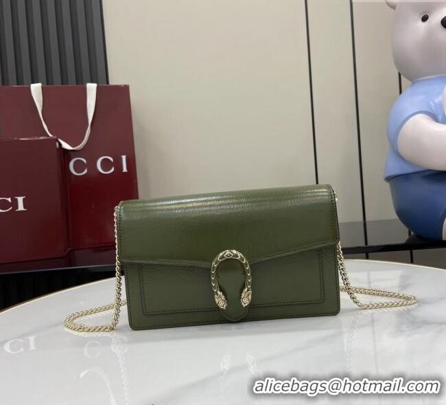 Fashion Luxury Gucci Dionysus wallet on chain in Patent Leather 837374 Dark Green 2025