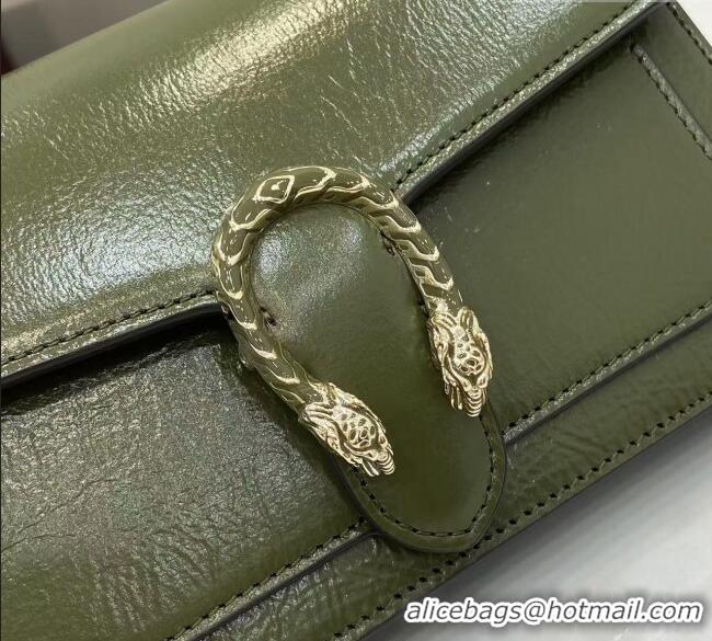 Fashion Luxury Gucci Dionysus wallet on chain in Patent Leather 837374 Dark Green 2025