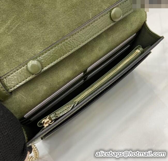 Fashion Luxury Gucci Dionysus wallet on chain in Patent Leather 837374 Dark Green 2025