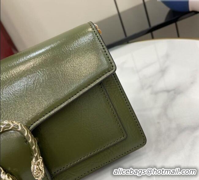 Fashion Luxury Gucci Dionysus wallet on chain in Patent Leather 837374 Dark Green 2025
