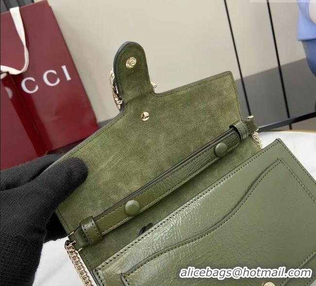 Fashion Luxury Gucci Dionysus wallet on chain in Patent Leather 837374 Dark Green 2025