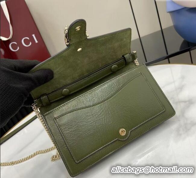 Fashion Luxury Gucci Dionysus wallet on chain in Patent Leather 837374 Dark Green 2025