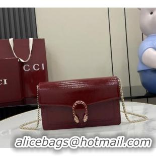 Discount Gucci Dionysus wallet on chain in Patent Leather 837374 Ancora Red 2025