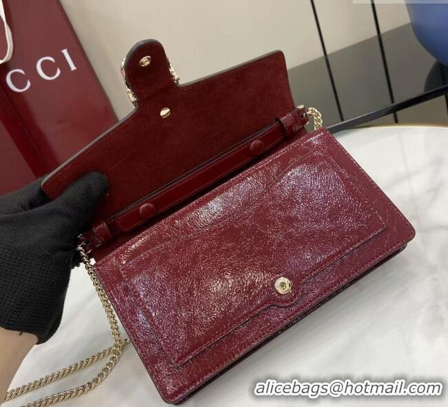 Discount Gucci Dionysus wallet on chain in Patent Leather 837374 Ancora Red 2025