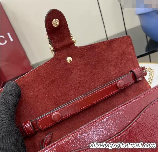 Discount Gucci Dionysus wallet on chain in Patent Leather 837374 Ancora Red 2025