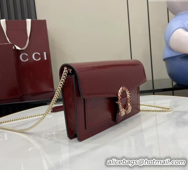 Discount Gucci Dionysus wallet on chain in Patent Leather 837374 Ancora Red 2025