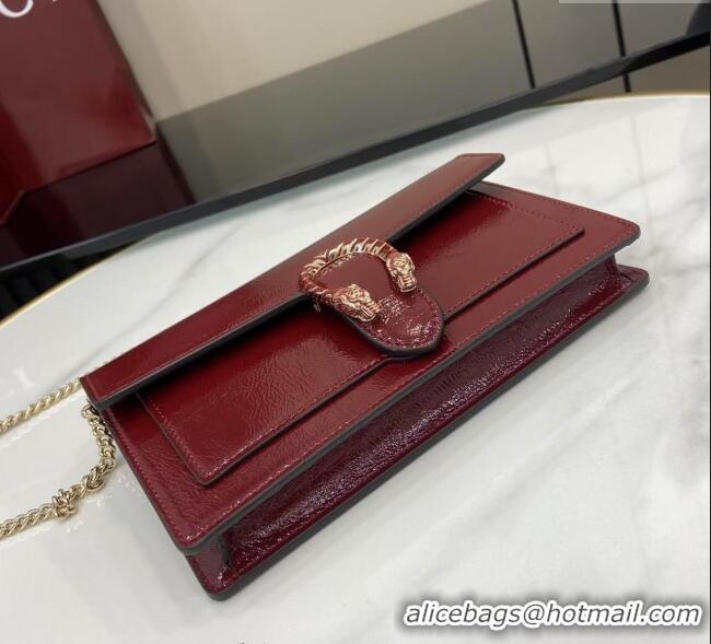 Discount Gucci Dionysus wallet on chain in Patent Leather 837374 Ancora Red 2025