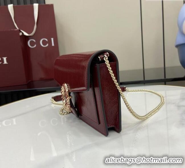 Discount Gucci Dionysus wallet on chain in Patent Leather 837374 Ancora Red 2025