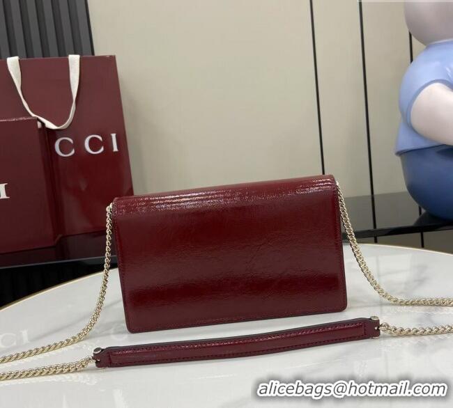 Discount Gucci Dionysus wallet on chain in Patent Leather 837374 Ancora Red 2025