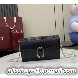 Good Quality Gucci Dionysus wallet on chain in Patent Leather 837374 Black 2025