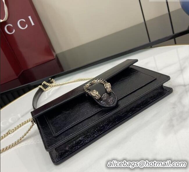Good Quality Gucci Dionysus wallet on chain in Patent Leather 837374 Black 2025