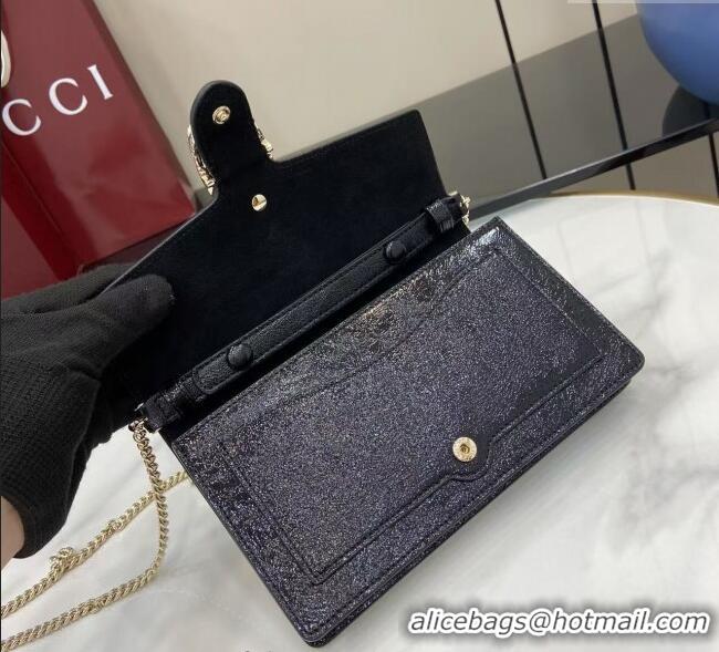 Good Quality Gucci Dionysus wallet on chain in Patent Leather 837374 Black 2025