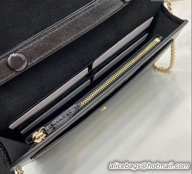 Good Quality Gucci Dionysus wallet on chain in Patent Leather 837374 Black 2025