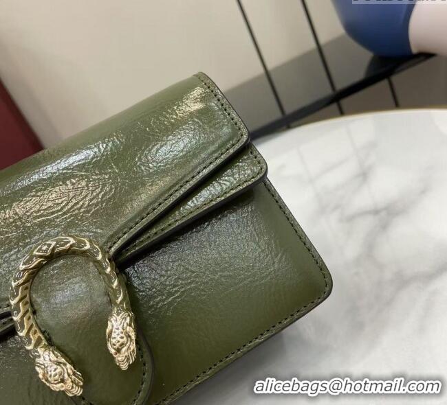 Best Quality Gucci Dionysus Mini Shoulder Bag in Patent Leather 837370 Dark Green 2025
