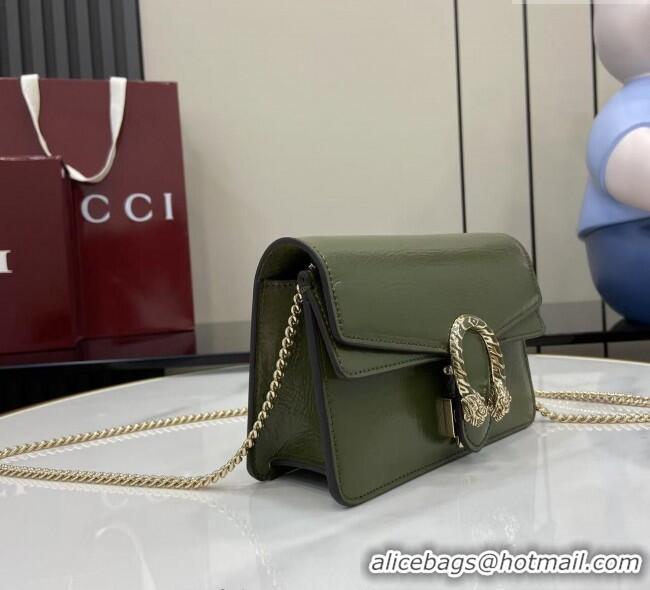 Best Quality Gucci Dionysus Mini Shoulder Bag in Patent Leather 837370 Dark Green 2025