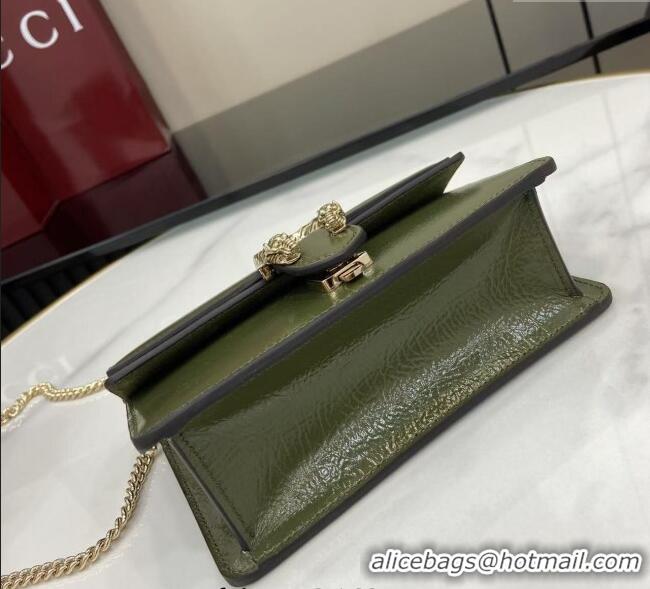 Best Quality Gucci Dionysus Mini Shoulder Bag in Patent Leather 837370 Dark Green 2025