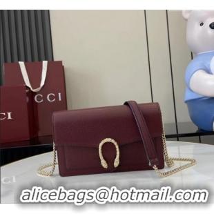 Top Grade Gucci Dionysus wallet on chain in grainy leather 837373 Ancora Red 2025