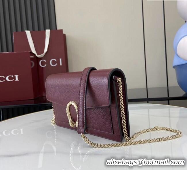 Top Grade Gucci Dionysus wallet on chain in grainy leather 837373 Ancora Red 2025