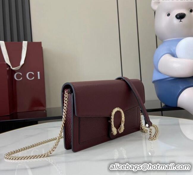 Top Grade Gucci Dionysus wallet on chain in grainy leather 837373 Ancora Red 2025