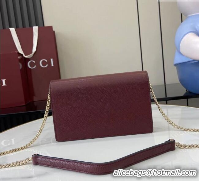 Top Grade Gucci Dionysus wallet on chain in grainy leather 837373 Ancora Red 2025
