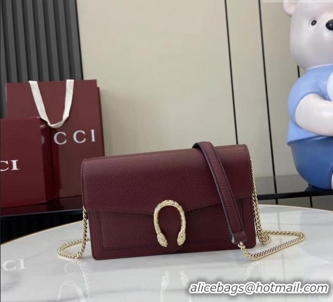 Top Grade Gucci Dionysus wallet on chain in grainy leather 837373 Ancora Red 2025