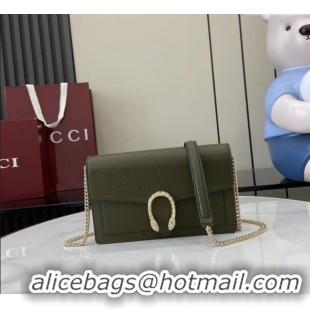 Luxury Cheap Gucci Dionysus wallet on chain in grainy leather 837373 Forest Green 2025