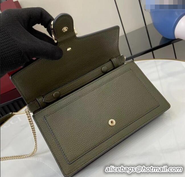 Luxury Cheap Gucci Dionysus wallet on chain in grainy leather 837373 Forest Green 2025