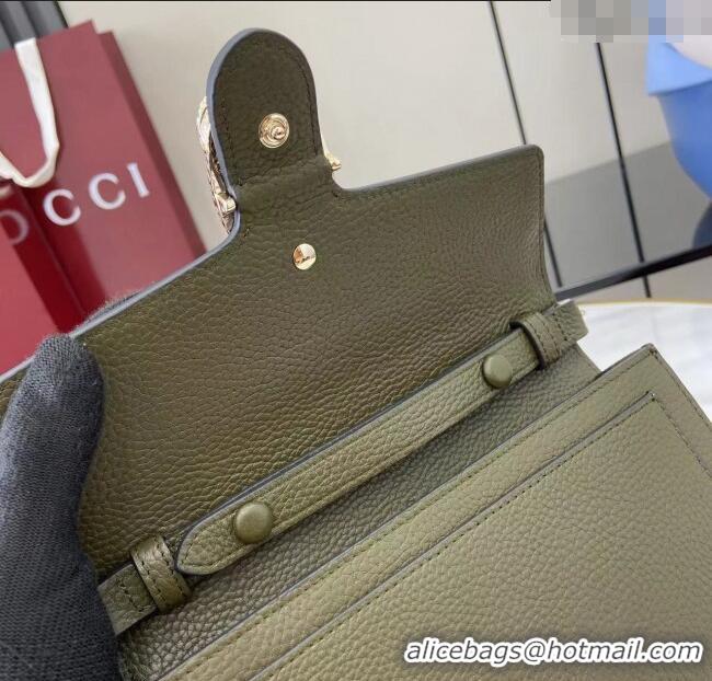 Luxury Cheap Gucci Dionysus wallet on chain in grainy leather 837373 Forest Green 2025