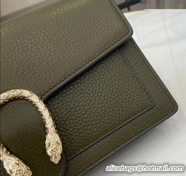 Luxury Cheap Gucci Dionysus wallet on chain in grainy leather 837373 Forest Green 2025