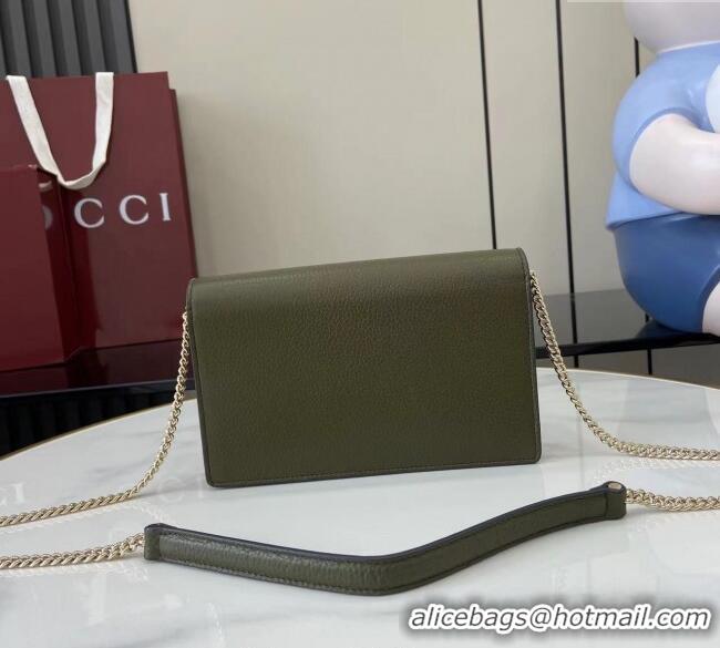 Luxury Cheap Gucci Dionysus wallet on chain in grainy leather 837373 Forest Green 2025