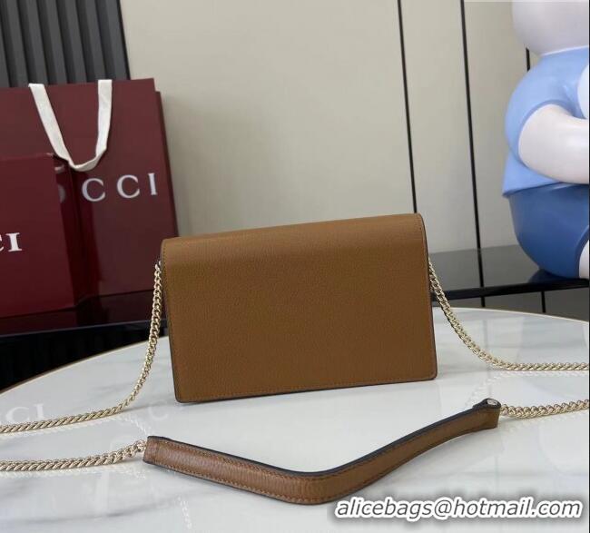 Famous Brand Gucci Dionysus wallet on chain in grainy leather 837373 Brown 2025