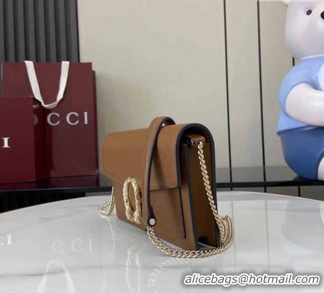 Famous Brand Gucci Dionysus wallet on chain in grainy leather 837373 Brown 2025